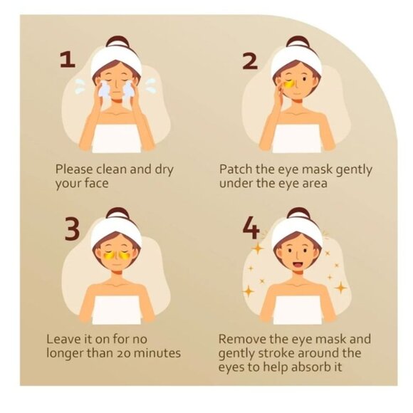 24K Gold Eye Mask Patches For Puffy Eyes Dark Circles Bags & Wrinkle Treatment - Picture 4 of 4